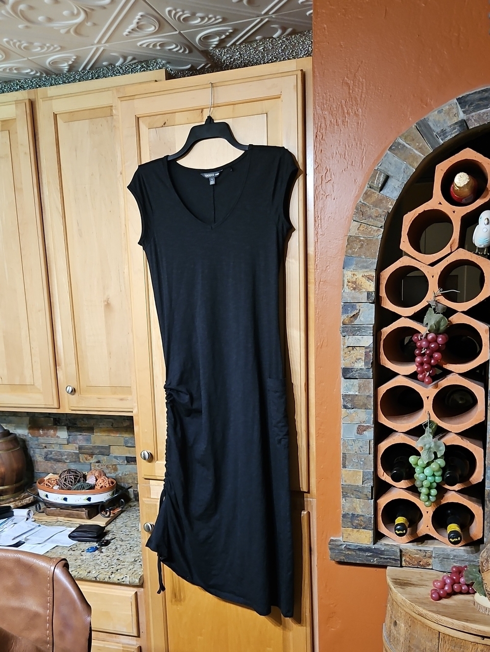 Toad&Co Samba Muse Ruched Midi Dress Sleeveless Black Organic Cotton Blend